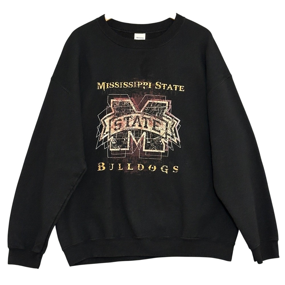 VTG Mississippi State Bulldogs MSU Sweatshirt Gildan Black XL NCAA College Retro